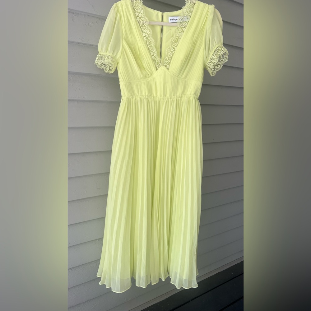 Self-Portrait Lace Detail Dress in Soft Yellow